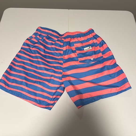Striped Blue and Pink Swim Trunks - Picture 6 of 6